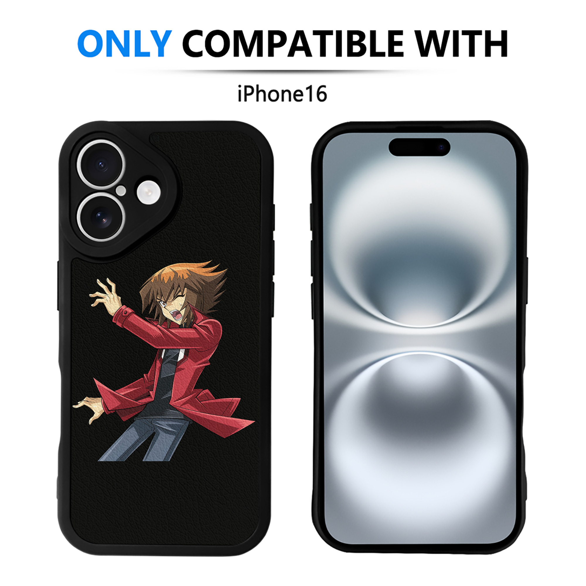 （画像用） 遊☆戯☆王 Yu-Gi-Oh! 【iPhone 16シリーズ対応】シリコンスマホケース（レザー調） 材質：シリコン